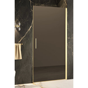 Cube Temperli 6 Mm Boy Menteşeli Ön Cephe Duşakabin Altın Profil Bronz Reflekte Cam 78 cm