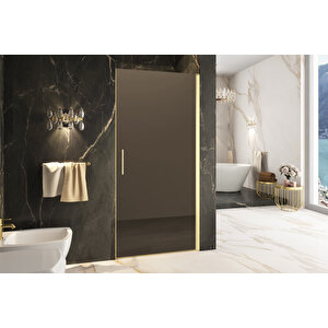 Cube Temperli 6 Mm Boy Menteşeli Ön Cephe Duşakabin Altın Profil Bronz Reflekte Cam 83 cm
