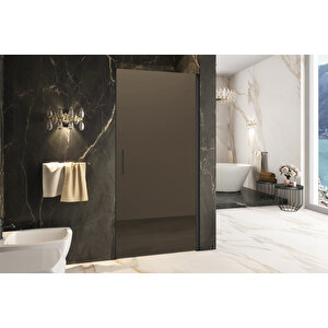 Cube Temperli 6 Mm Boy Menteşeli Ön Cephe Duşakabin Siyah Profil Bronz Reflekte Cam 73 cm