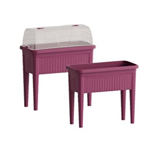 So-abs3 Fanuslu Ayaklı Bahçe Yetiştirme Saksı Seti 60 Litre No 3 Vişne