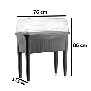 So-abs3 Fanuslu Ayaklı Bahçe Yetiştirme Saksı Seti 60 Litre No 3 Antrasit