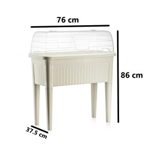 So-abs3 Fanuslu Ayaklı Bahçe Yetiştirme Saksı Seti 60 Litre No 3 Kirli Beyaz