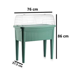So-abs3 Fanuslu Ayaklı Bahçe Yetiştirme Saksı Seti 60 Litre No 3 Yeşil