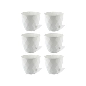 Krs-451 Yakamoz Tabaklı Plastik Saksı Takımı 0.65 Lt Beyaz 6 Adet