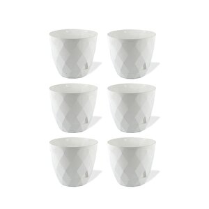 Krs-452 Yakamoz Tabaklı Plastik Saksı Takımı 1.3 Lt Beyaz 6 Adet