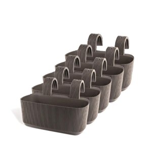 Krs-249 Plastik Pera Askılı Balkon Saksı 3.2 Lt Kahverengi 5 Adet