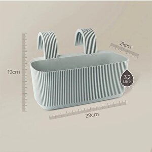 Krs-249 Plastik Pera Askılı Balkon Saksı 3.2 Lt Yeşil 5 Adet