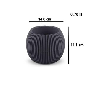 Krs-363 Plastik Mercan Kaktüs Saksı 0.7 Litre Antrasit 6 Adet