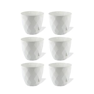 Krs-453 Yakamoz Tabaklı Plastik Saksı Takımı 2.4 Lt Beyaz 6 Adet