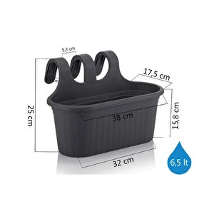 Omnipazar So-tom2 Tombik Askılı Balkon Saksı 6.5 Lt Kirli Beyaz 6 Adet