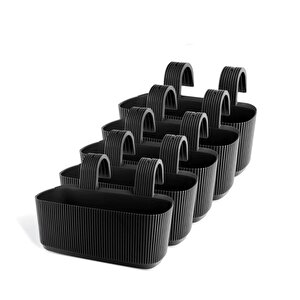 Krs-249 Plastik Pera Askılı Balkon Saksı 3.2 Lt Siyah 5 Adet