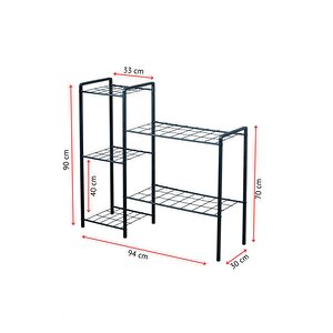 Uyan Ev Ürünleri̇ Garden 5 Raflı Siyah Metal Saksılık Bahçe Balkon Salon Bitkileri Için Düzenleyici