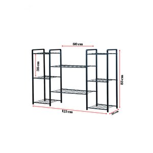 Uyan Ev Ürünleri̇ Garden 8 Raflı Siyah Metal Saksılık Bahçe Balkon Salon Bitkileri Için Düzenleyici