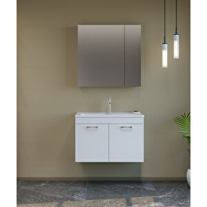 Bafa 80 Cm Beyaz Banyo Dolabı Takımı