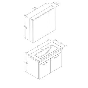 Bafa 80 Cm Beyaz Banyo Dolabı Takımı