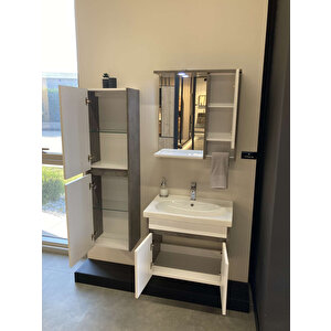Aydos 55 Cm Retro Gümüş/beyaz Banyo Dolabı Takımı