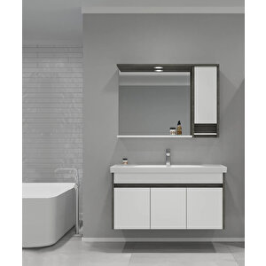 Aydos 100 Cm Retro Gümüş/beyaz Banyo Dolabı Takımı