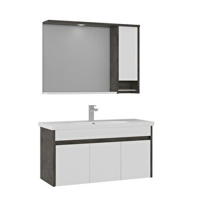 Aydos 100 Cm Retro Gümüş/beyaz Banyo Dolabı Takımı