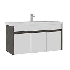Aydos 100 Cm Retro Gümüş/beyaz Banyo Dolabı Alt Modül + Lavabo