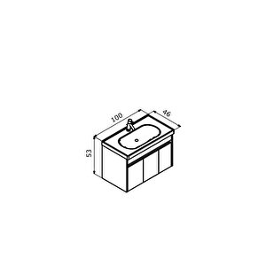 Aydos 100 Cm Retro Gümüş/beyaz Banyo Dolabı Alt Modül + Lavabo