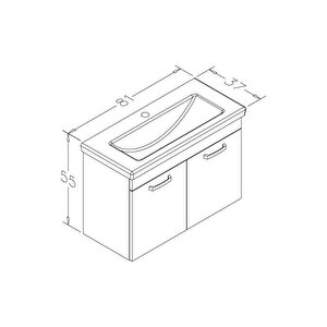 Bafa 80 Cm Banyo Dolabı Alt Modül Ve Lavabo