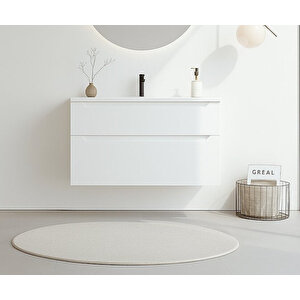 Messina 100 Cm Mat Beyaz Banyo Dolabı Alt Modül Ve Lavabo