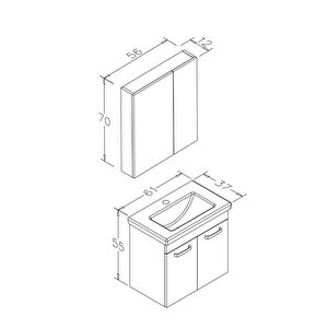 Bafa 60 Cm Beyaz Banyo Dolabı Takımı