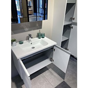 Terme 80 Cm Beyaz Banyo Dolabı Alt Modül Ve Lavabo