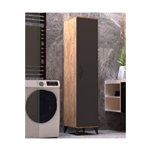 Vesso Tek Kapaklı Dolap Çok Amaçlı Dolap Banyo Dolabı Mutfak Dolabı Kiler Dolabı Raflı Dolap Atlantik Çam Antrasit