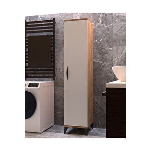 Vesso Tek Kapaklı Dolap Çok Amaçlı Dolap Banyo Dolabı Mutfak Dolabı Kiler Dolabı Raflı Dolap Atlantik Çam - Beyaz