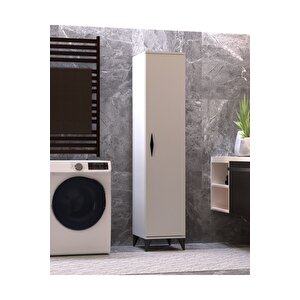 Vesso Tek Kapaklı Dolap Çok Amaçlı Dolap Banyo Dolabı Mutfak Dolabı Kiler Dolabı Raflı Dolap Beyaz