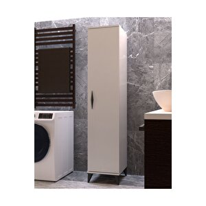 Vesso Tek Kapaklı Dolap Çok Amaçlı Dolap Banyo Dolabı Mutfak Dolabı Kiler Dolabı Raflı Dolap Beyaz