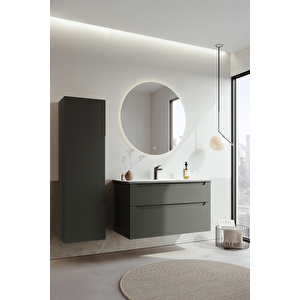 Orka Messina 100 Cm Mat Antrasit Banyo Dolabı Takımı (ledli Ayna)