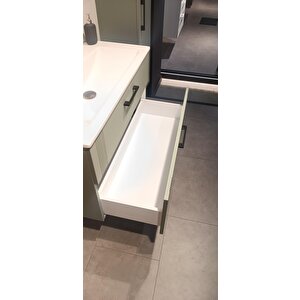 Orka Bari 100 Cm Mat Yeşil Banyo Dolabı Takımı (dolaplı Ayna)