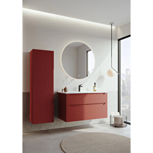 Orka Messina 100 Cm Tuscan Kırmızı Banyo Dolabı Takımı (ledli Ayna)