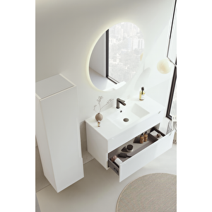 Messina 100 Cm Beyaz Banyo Dolabı Takımı (ledli Ayna)