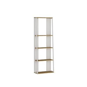 Arnetti Alis Safirmeşe Beyaz Kitaplık – 4 Raflı, Metal Ayaklı, Modern Raf Sistemi