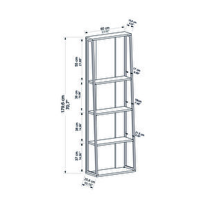 Arnetti Alis Safirmeşe Beyaz Kitaplık – 4 Raflı, Metal Ayaklı, Modern Raf Sistemi