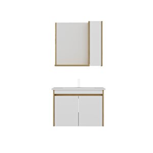 Arnetti Maya 80 Cm Lavabolu Banyo Dolabı Takımı Safirmeşe Gövde Beyaz Kapak - Maya80