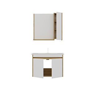 Arnetti Maya 80 Cm Lavabolu Banyo Dolabı Takımı Safirmeşe Gövde Beyaz Kapak - Maya80