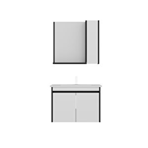 Arnetti Maya 80cm Lavabolu Banyo Dolabı Takımı Antrasit Gövde Beyaz Kapak - Maya80