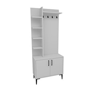 Arnetti Julendor 6 Raflı 2 Kapaklı Modern Tasarım Portmanto, Beyaz - Julendor