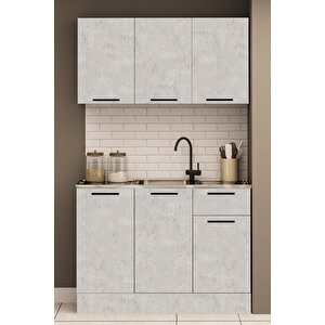 120 Cm Lenka Mutfak - Beton Gri Evyeli Mutfak Dolabı