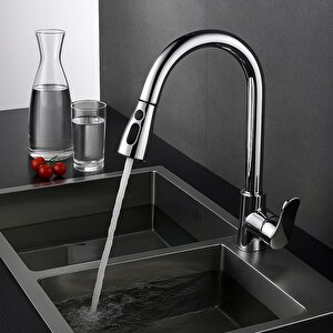 Krom Spi̇ralli̇ Evi̇ye Bataryasi Çi̇ft Modlu Çek Birak Uzayan Başlik Pri̇nç Gövde Mutfak Musluk