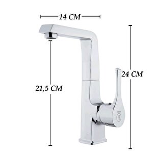 Lavabo Bataryasi Krom Banyo Musluk Ağir Pri̇nç Yüksek Gövde Döner Boru Modern Lüks Armatür Gümüş Gri̇