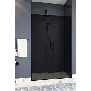 Mono Temperli 6 Mm Boy Menteşeli Ön Cephe Duşakabin Siyah Profil Füme Cam 134 cm