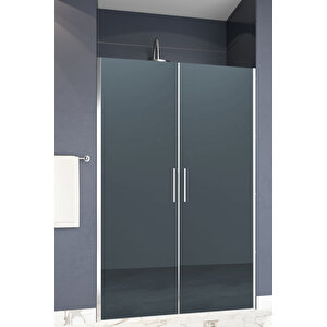 Mono Temperli 6 Mm Boy Menteşeli Ön Cephe Duşakabin Krom Profil Mavi Reflekte Cam 122 cm