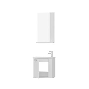 Divino Tina 45cm Lavabolu Banyo Dolabı Takımı Beyaz Gövde Beyaz Kapak - Tina45