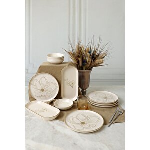 Taupe Bloom Kahvaltı Takımı 12 Parça 6 Kişilik 22519-28-29
