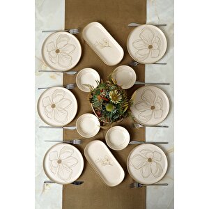 Taupe Bloom Kahvaltı Takımı 12 Parça 6 Kişilik 22519-28-29